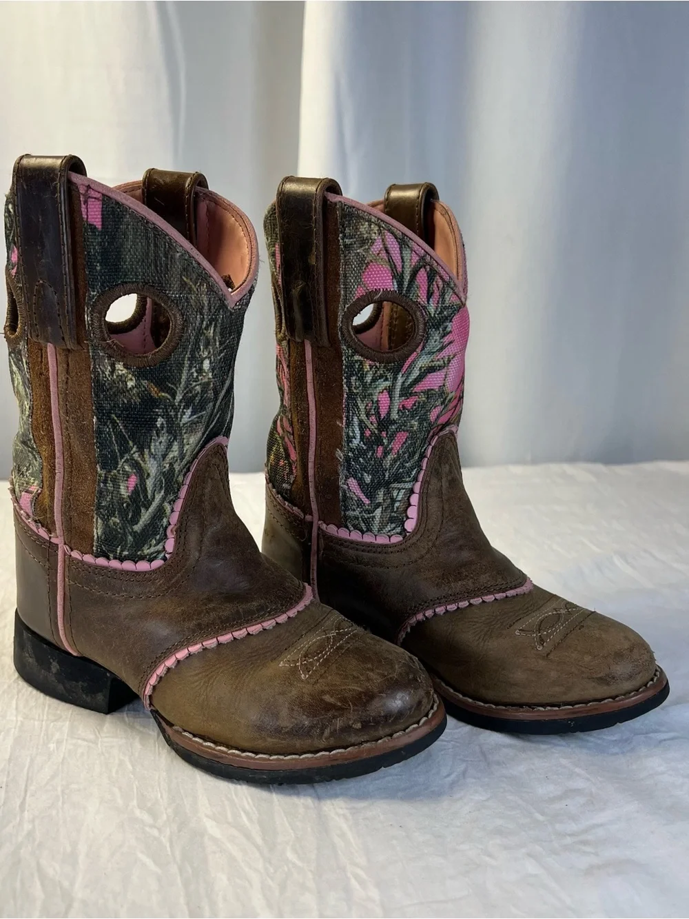 Smoky Mountain Little Girls sz9.5 Pink Camo & Brown Western Boots Style# 3468C